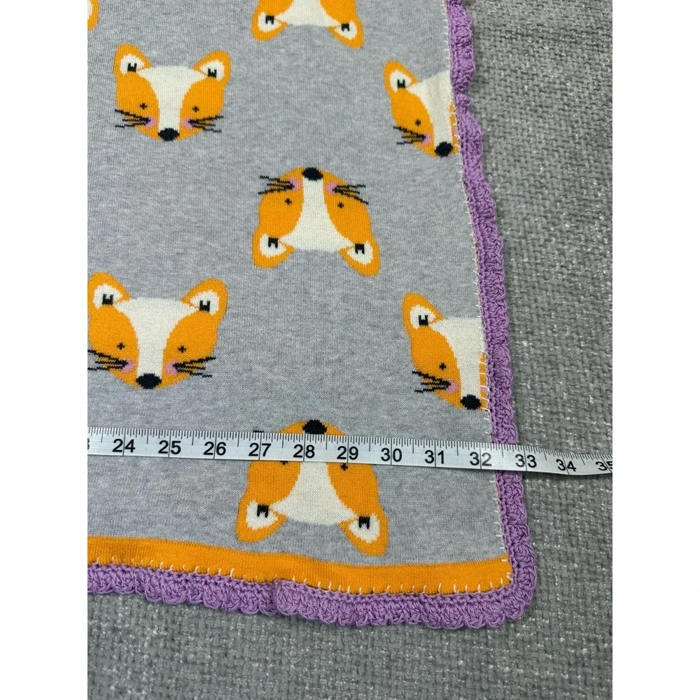 By Anthropologie Knit Baby Blanket Fox‎ Print 42x33